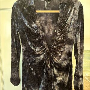SNO SKINS Black and Gray Textured Velvet blouse